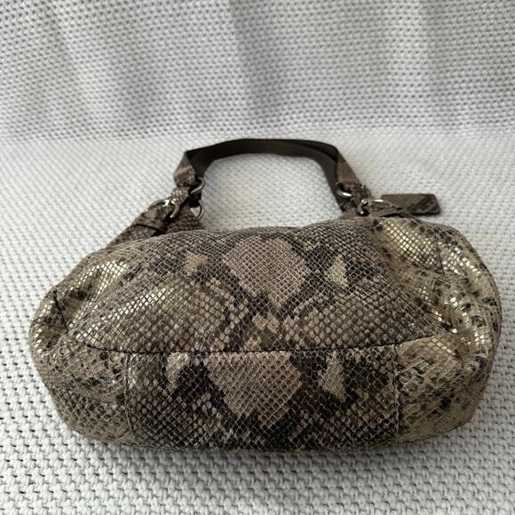 Coach Maggie Python Madison Embossed Leather Beige Grey Snake Shoulder Bag Hobo - Picture 7 of 9